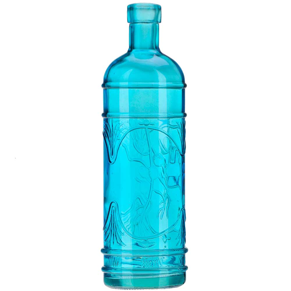 16 oz Olive Leaf Glass Bottle Aqua