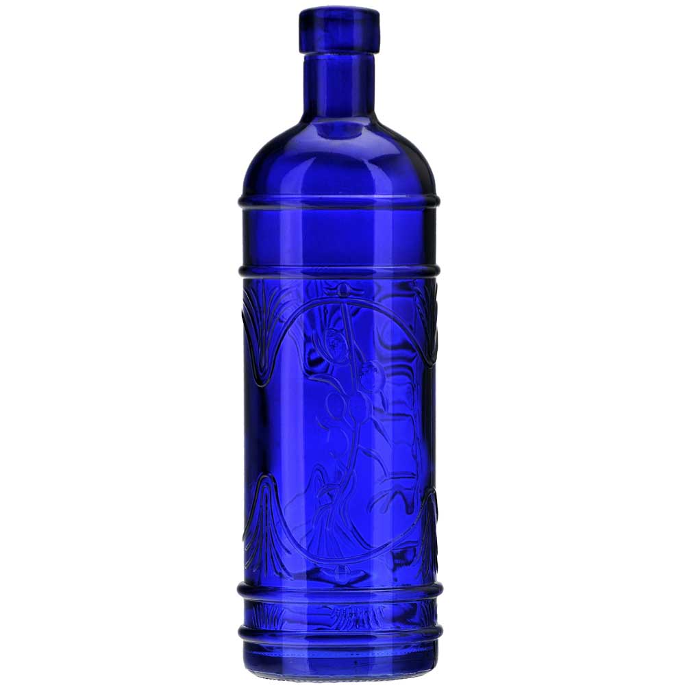 16 oz Olive Leaf Glass Bottle Cobalt Blue