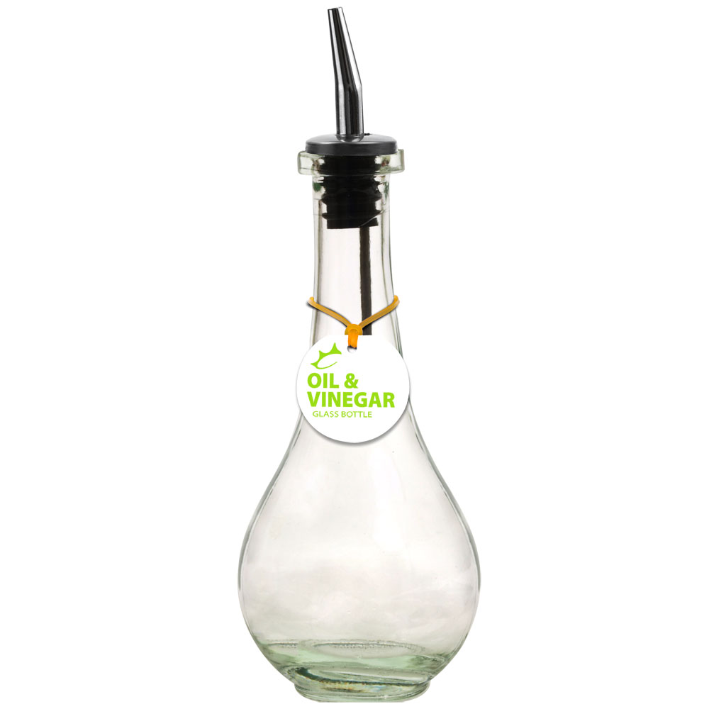 Drop 8oz Recycled Glass Oil or Vinegar Bottle w/ Pour Spout - Clear