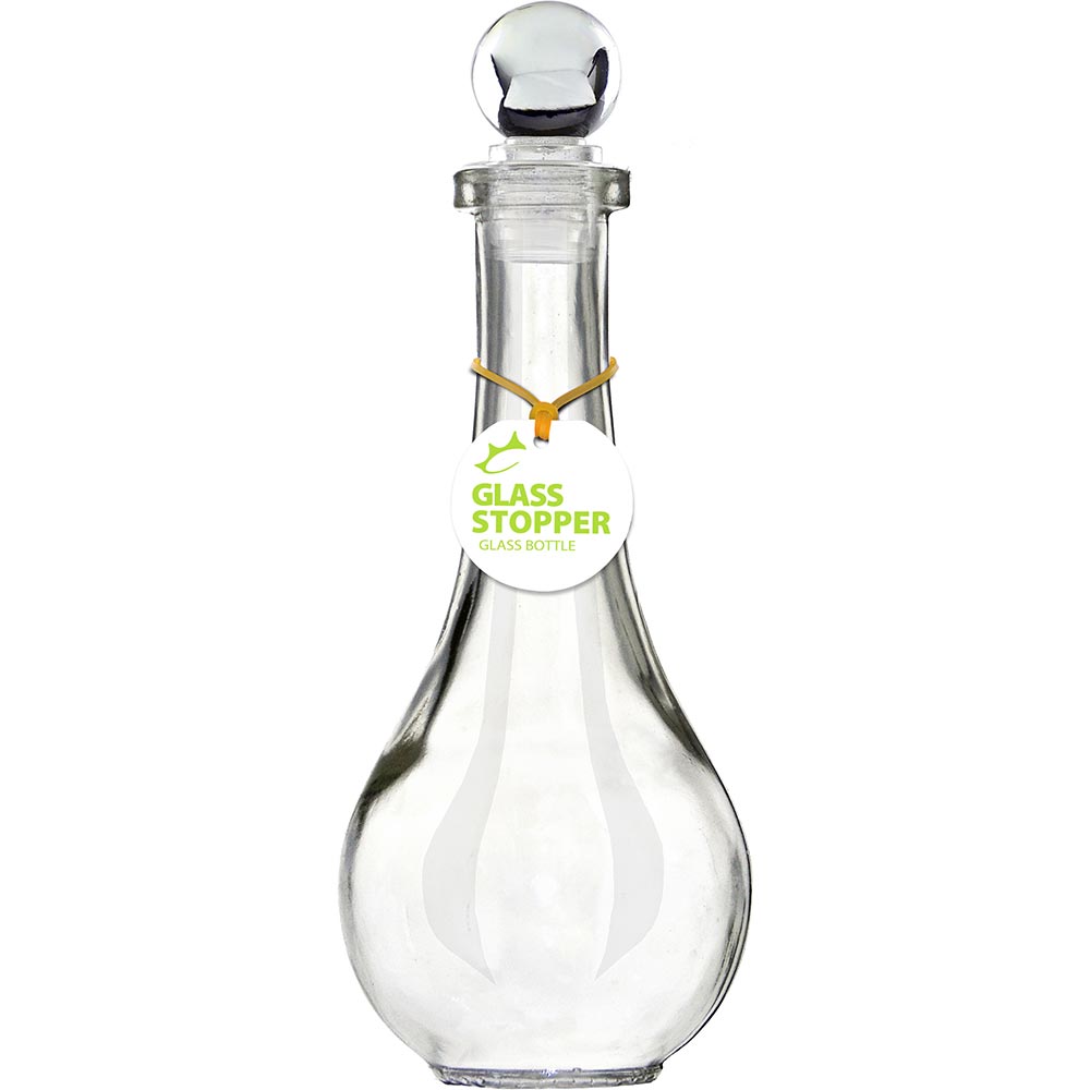 Drop 8oz Recycled Glass Bottle w/ Glass Top - Clear
