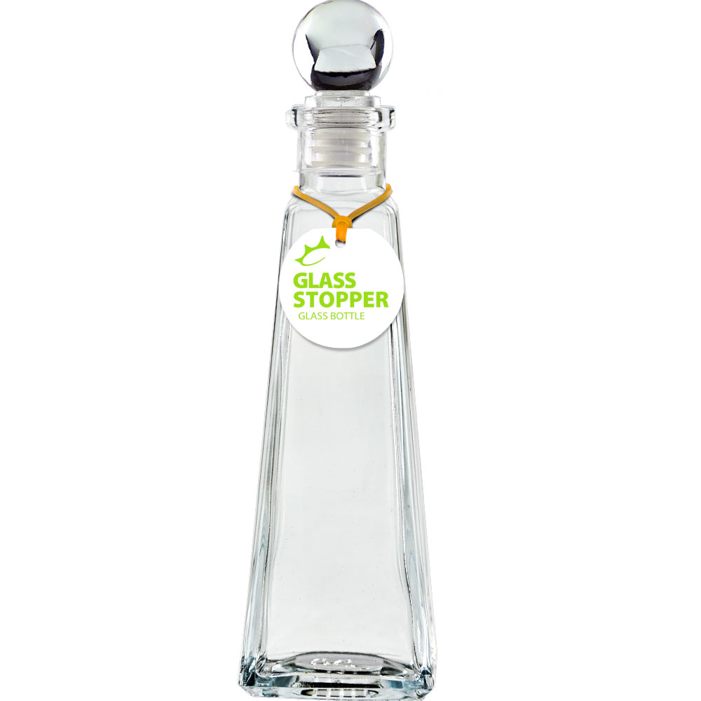 Pyramid 6oz Recycled Glass Bottle w/ Glass Top - Clear