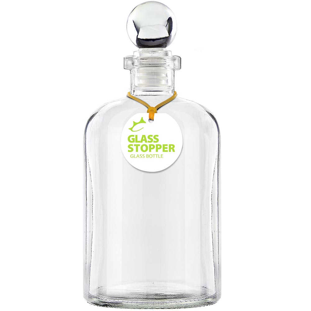 Apothecary 13.5oz Recycled Glass Bottle w/ Glass Top - Clear