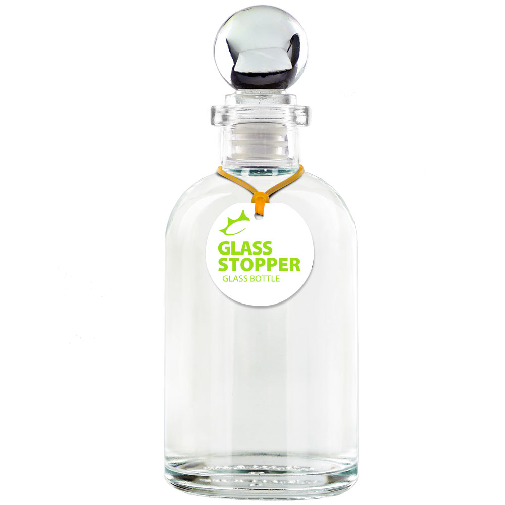 Apothecary 8oz Recycled Glass Bottle w/ Glass Top - Clear