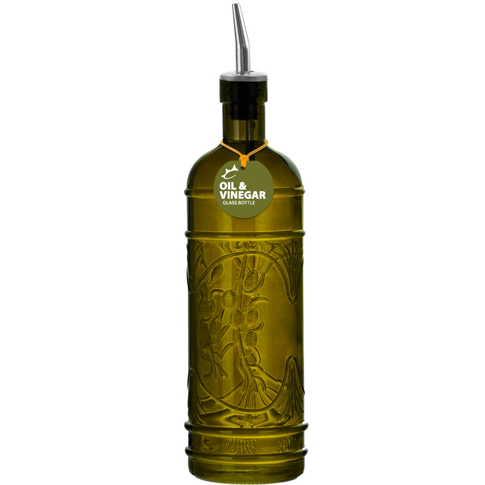Olive Branch 16.1oz Recycled Glass Oil or Vinegar Bottle w/ Pour Spout - Vintage Green 