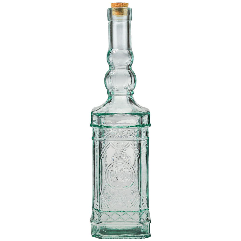 23.7oz ornate recycled glass bottle with cork
