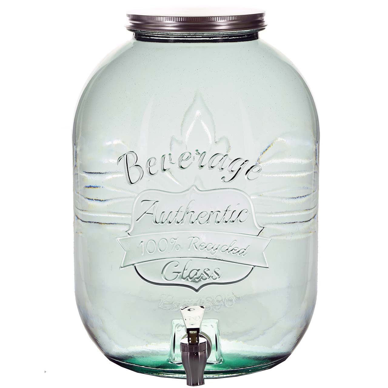 3 Gallon Authentic Glass Beverage Dispenser - 100% Recycled Glass
