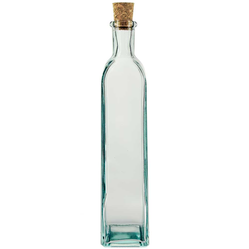 12.7 oz Rectangle Recycled Glass Bottle with Cork