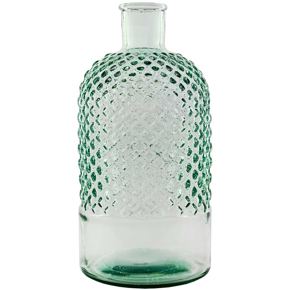 11" Diamond Recycled Glass Bottle
