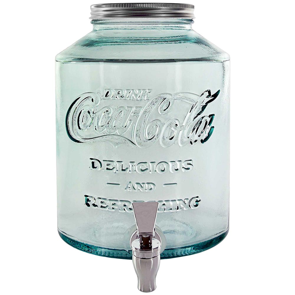10 1/4" Coca-Cola Recycled Glass Jar with Spigot