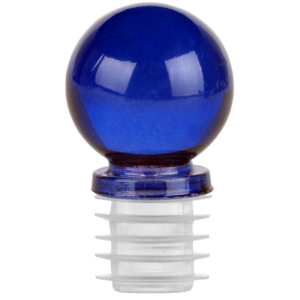1 1/4" ball glass top closure for 3/4" opening cobalt blue
