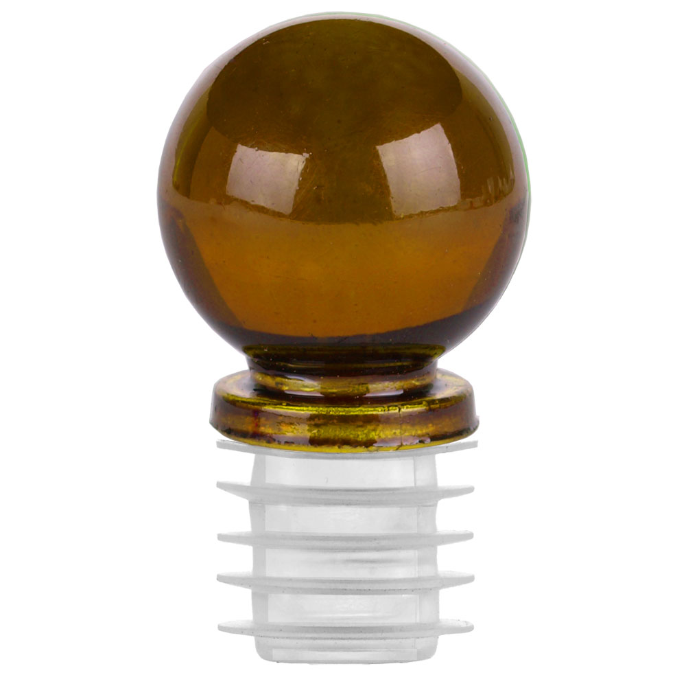 1 1/4" Ball Glass Top Closure for 3/4" Opening - Dark Amber