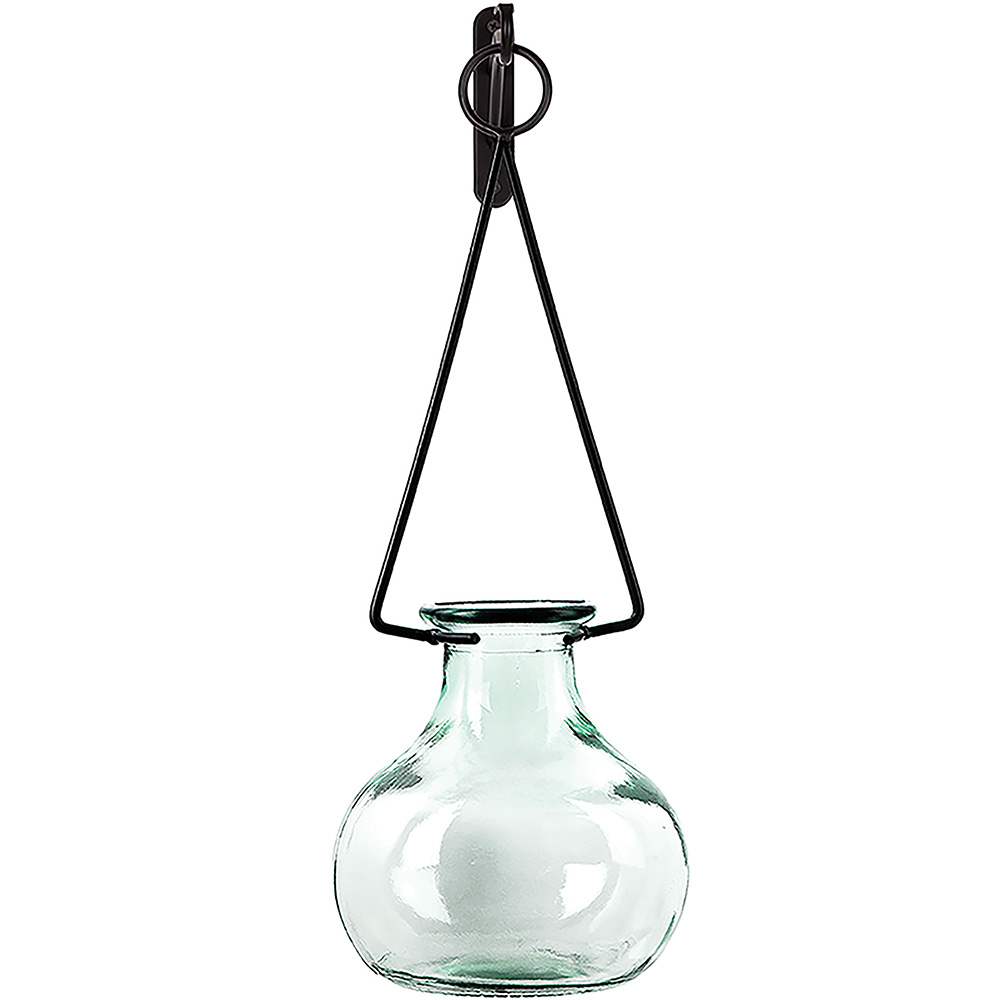 20" Small Gourd Glass Vase & Metal Hanger