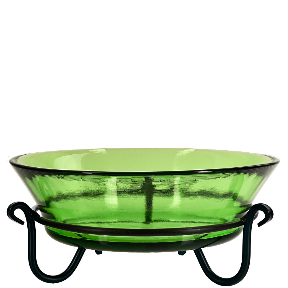 Cuban Glass Bowl & Metal Stand - Lime