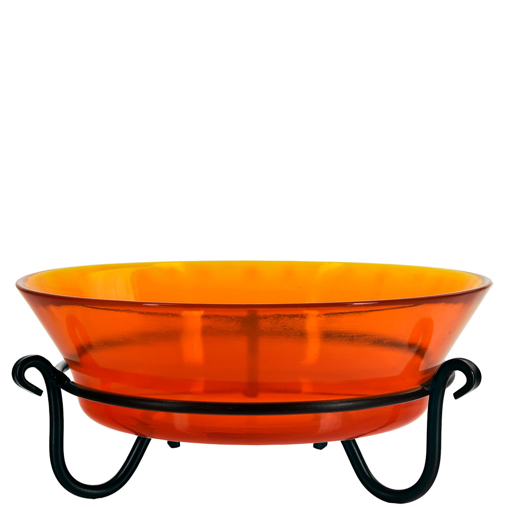 Cuban Glass Bowl & Metal Stand - Orange