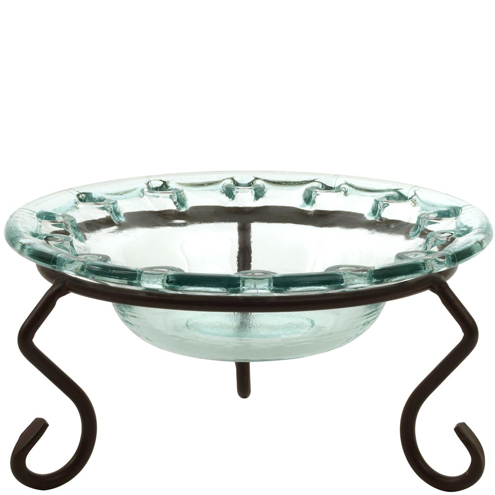 Medium Butterfly Recycled Glass Bowl & Metal Stand 