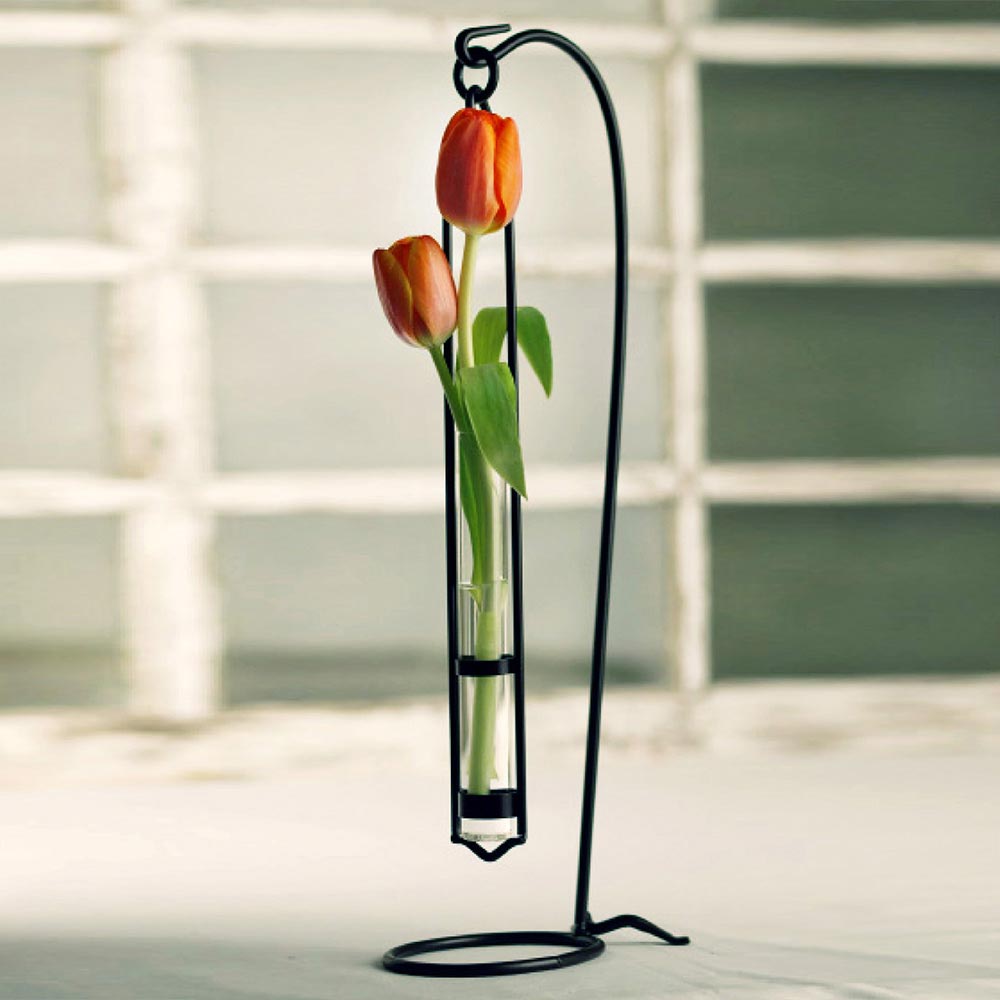 Florence Hanging Pendant Tube Vase with Wall Hook - Set of 2