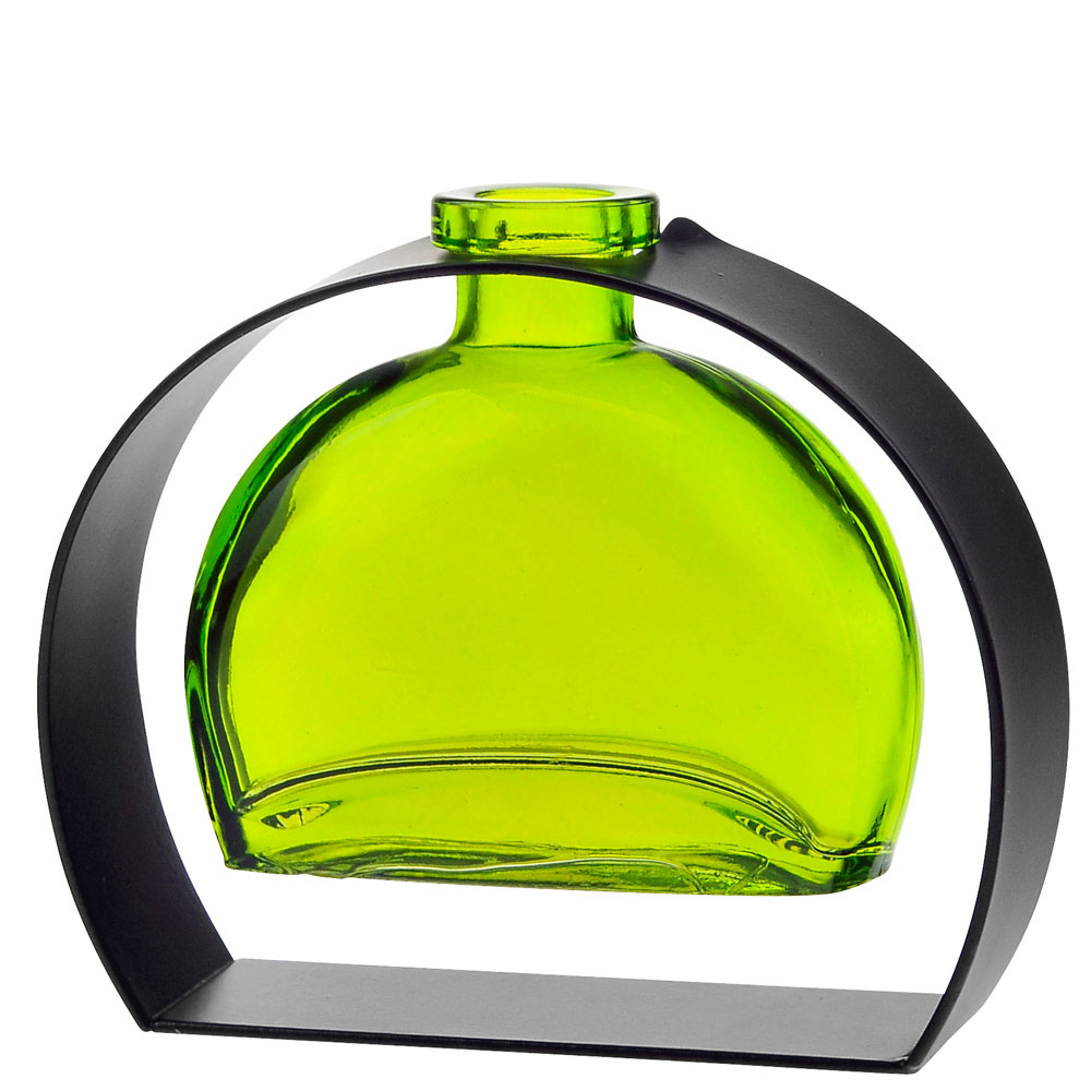 Fiji Recycled Glass Vase & Arched Metal Stand - Lime