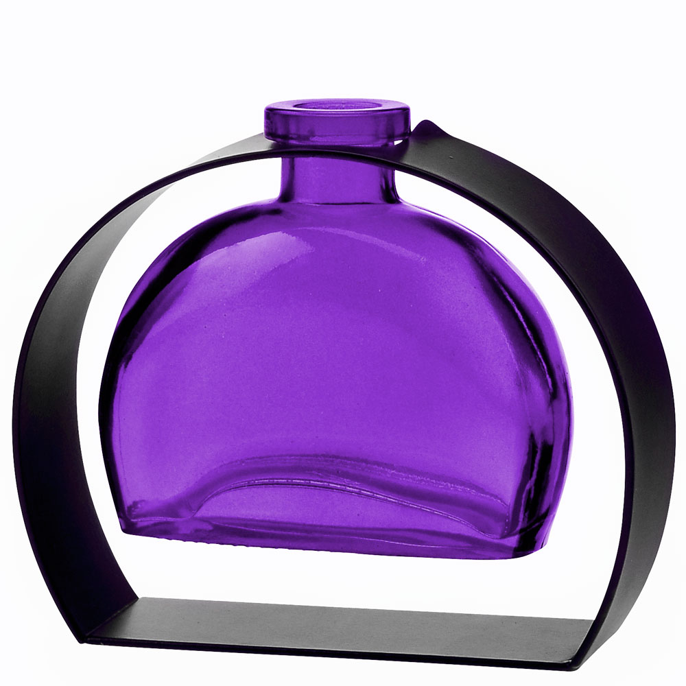 Fiji Recycled Glass Vase & Arched Metal Stand - Violet