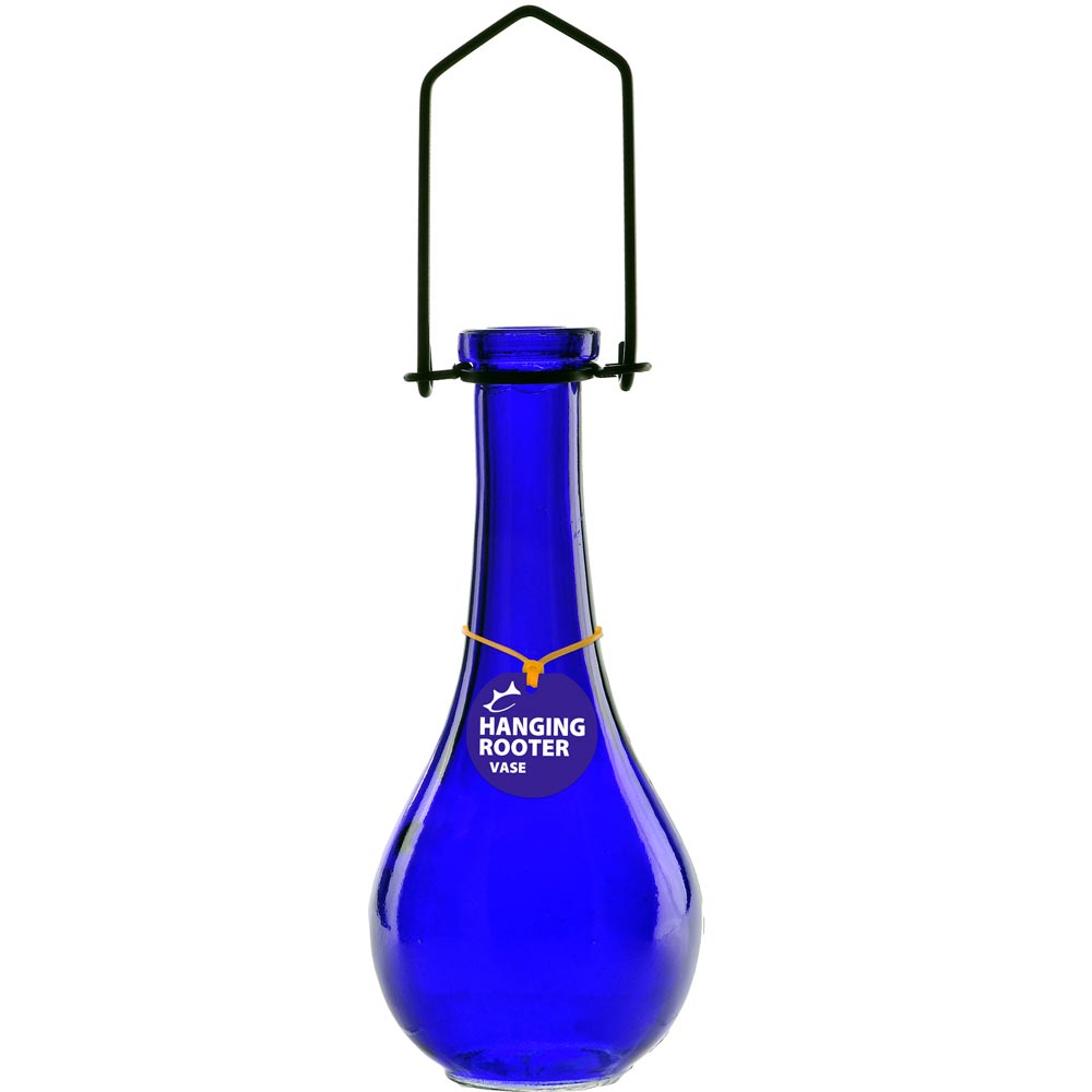 Hanging Drop Recycled Glass Rooting Vase - Cobalt Blue