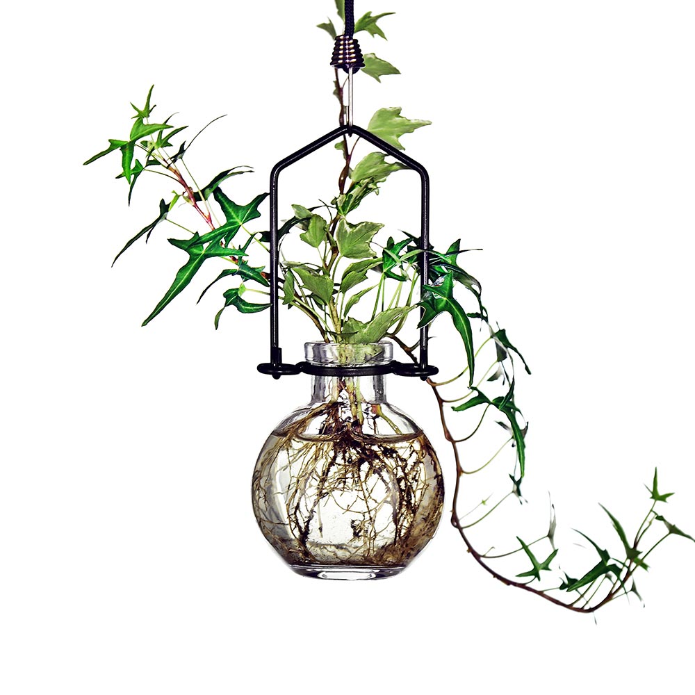 Hanging Ball Recycled Glass Rooting Vase - Orange