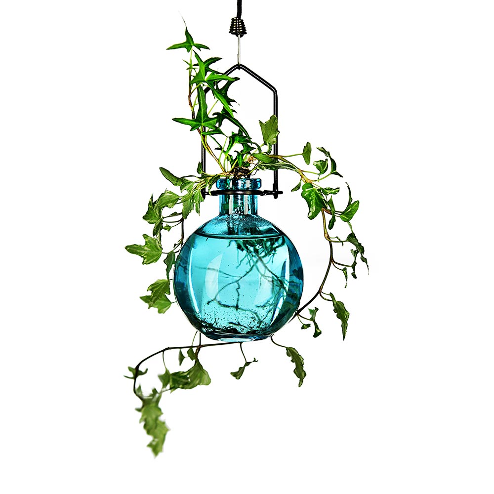 Hanging Ball Recycled Glass Rooting Vase - Aqua
