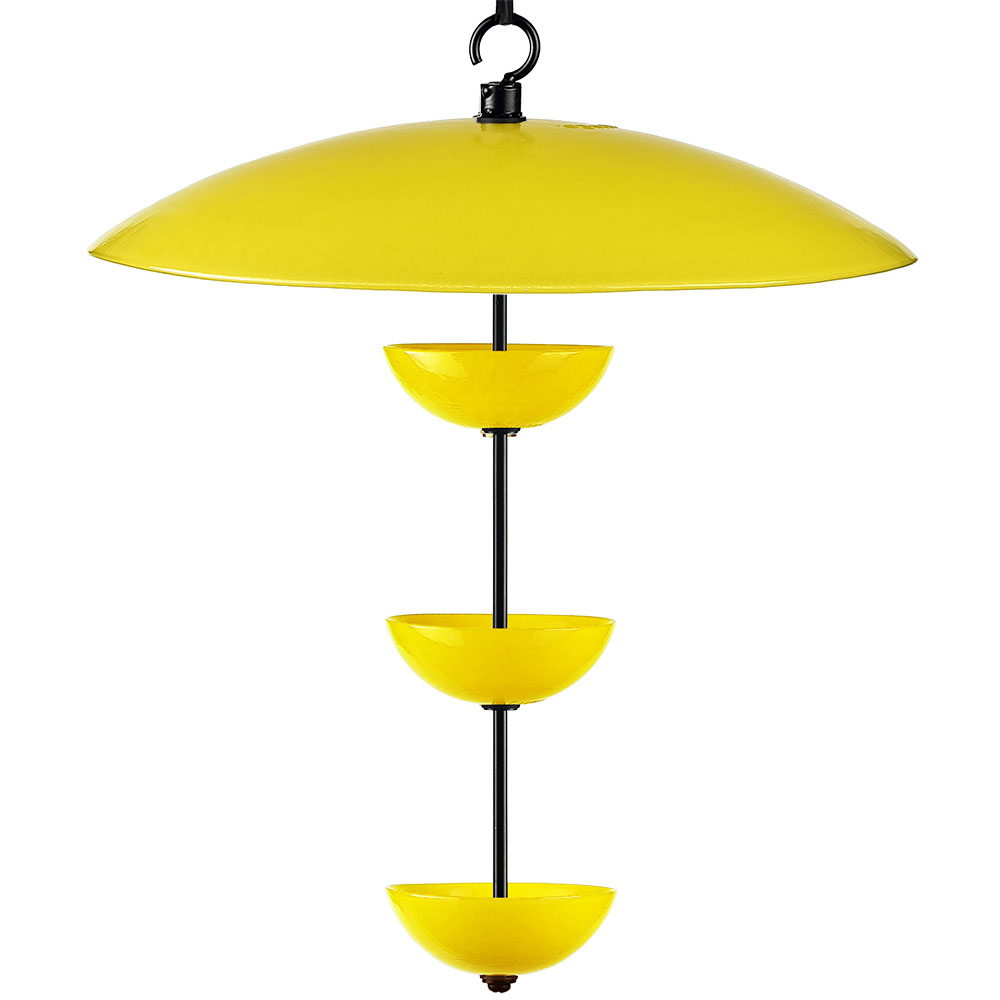 Triple Poppy Feeder with Baffle and Steel Core Rope Yellow