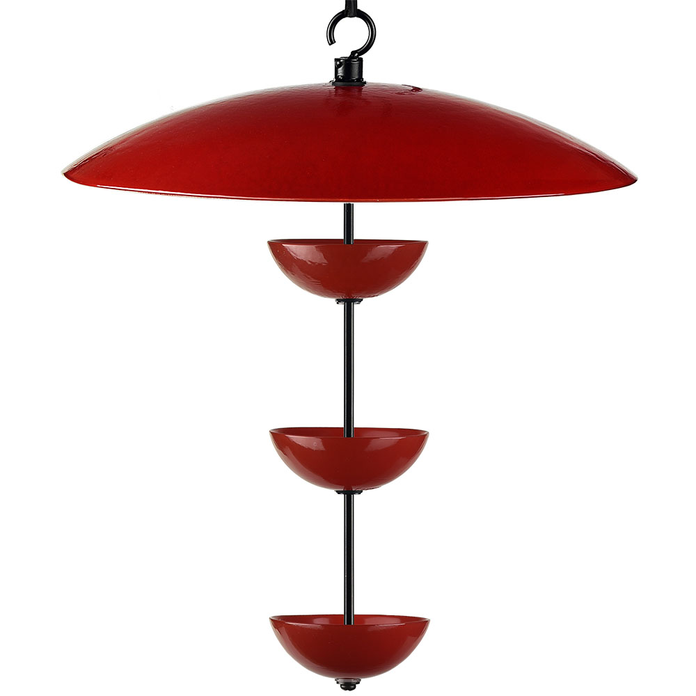 Triple Poppy Feeder with Baffle and Steel Core Rope Ruby Red