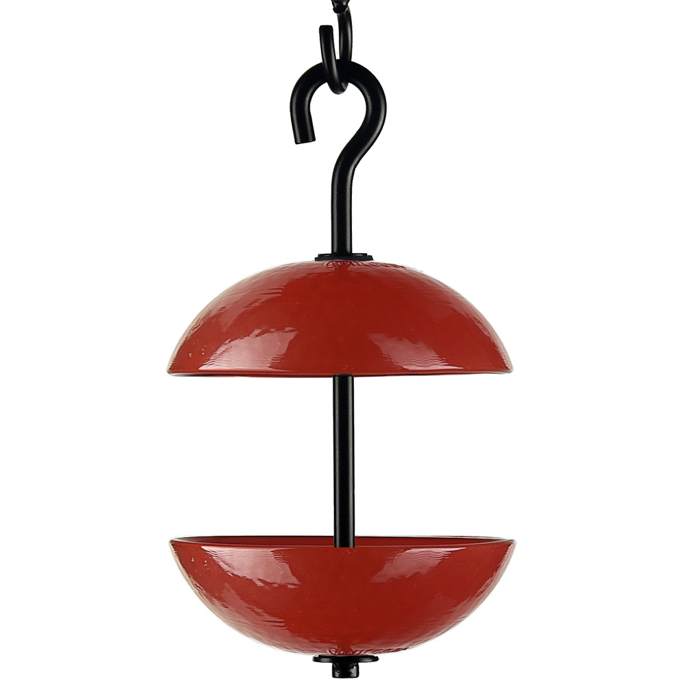 Mosaic Birds Double Hanging Poppy Feeder Solid Ruby Red