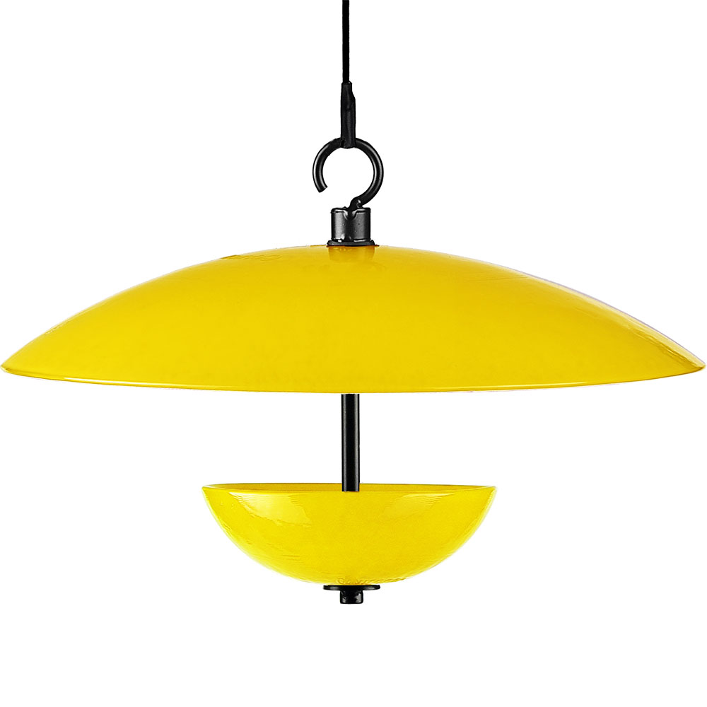 Single Poppy Feeder with Baffle and Steel Core Rope Yellow