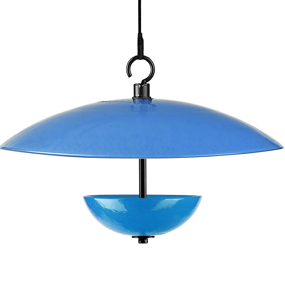 Single Poppy Feeder with Baffle and Steel Core Rope Bluebird Blue