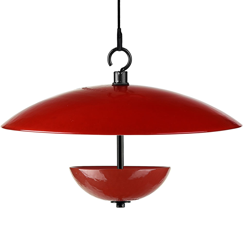 Single Poppy Feeder with Baffle and Steel Core Rope Ruby Red