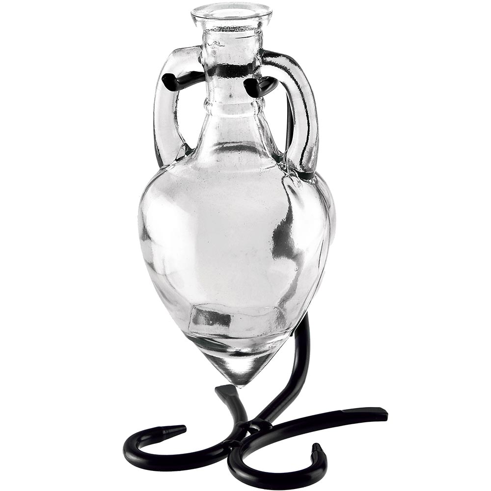 Amphora Recycled Glass Vase & Metal Stand - Clear