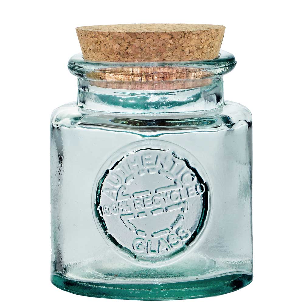 Authentic jar recycled glass 250ml. with cork