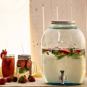 422.7 ounce Large Glass Jar with Spigot beverage dispenser